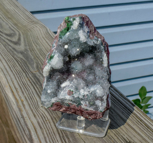 3.85" QUARTZ on MALACHITE with Cobalto Calcite Lupoto Mine Congo Q388