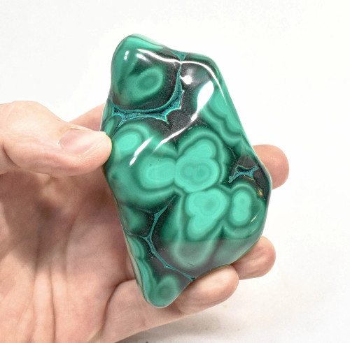 3.70" POLISHED BULLSEYE MALACHITE With Chrysocolla Freeform Congo - B364