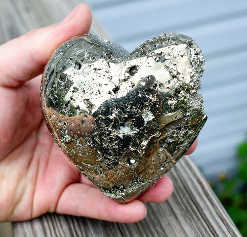 3.46" Beautiful GOLDEN PYRITE HEART - Peru P270