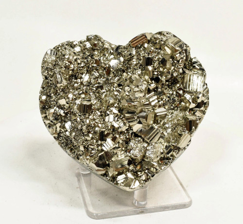 3.93" Polished PYRITE CRYSTAL HEART Carving Huanzala mine, Peru T700