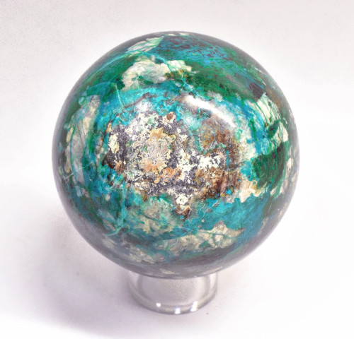 3.84" Polished CHRYSOCOLLA MALACHITE QUARTZ Tentadora mine, Peru E720