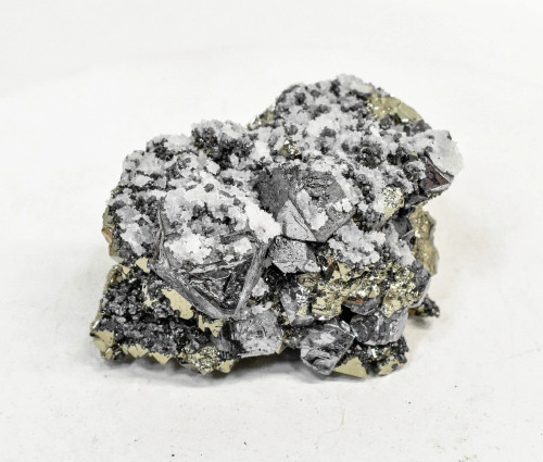 2.95" Octohedral PYRITE GALENA QUARTZ Crystal Cluster Huanzala mine, Peru T736