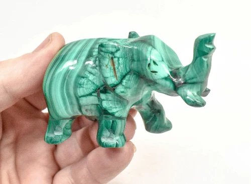 3.14" POLISHED MALACHITE ELEPHANT Animal Carving Congo - cm235