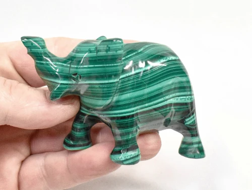 3.34" POLISHED MALACHITE ELEPHANT Animal Carving Congo - cm234