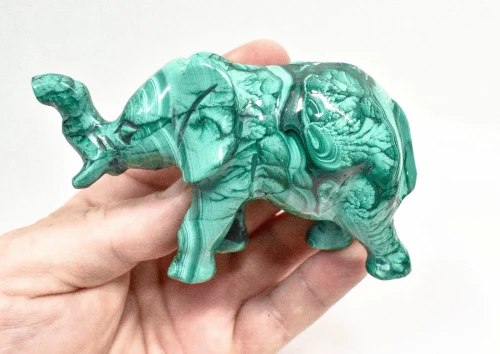 4.25" POLISHED MALACHITE ELEPHANT Animal Carving Congo - cm227