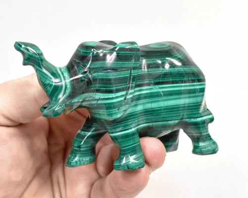 3.34" POLISHED MALACHITE ELEPHANT Animal Carving Congo - cm228
