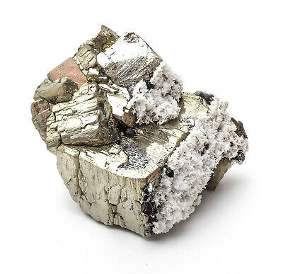 4.29" CUBIC PYRITE Cluster With QUARTZ Sphalerite Galena Haunzala Mine Peru P199