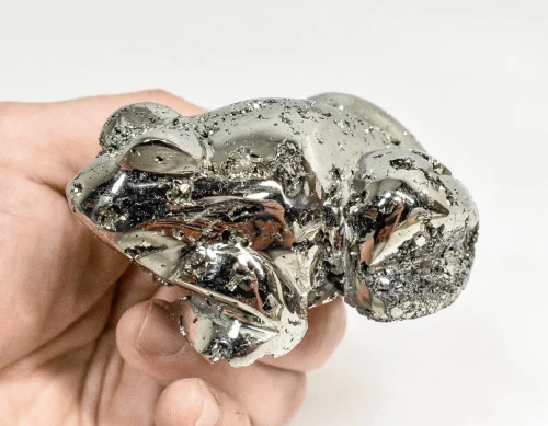 3.30" Polished PYRITE CRYSTAL FROG Carving Huanzala mine, Peru T811