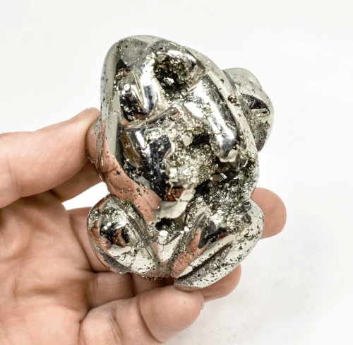 2.99" Polished PYRITE CRYSTAL FROG Carving Huanzala mine, Peru T812