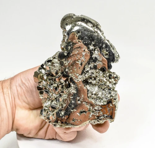 4.33" Polished PYRITE Standing SCULPTURE Carving Huanzala Mine Peru T827