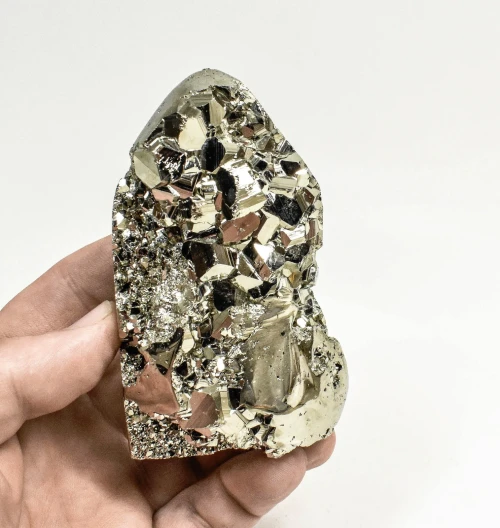 3.81" Polished PYRITE Standing SCULPTURE Carving Huanzala Mine Peru T822