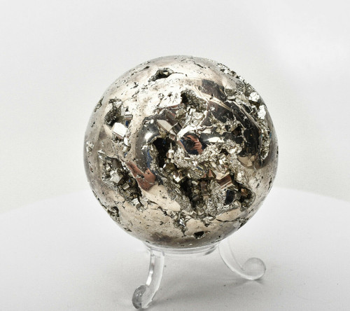 2.71" GOLDEN Polished PYRITE SPHERE With Stand - Peru P450