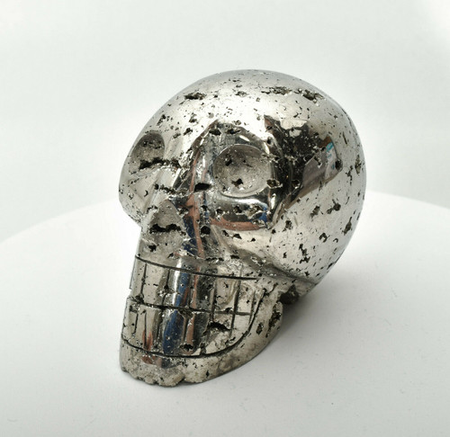 3.70" GOLDEN Polished PYRITE SKULL Carving - Peru P433
