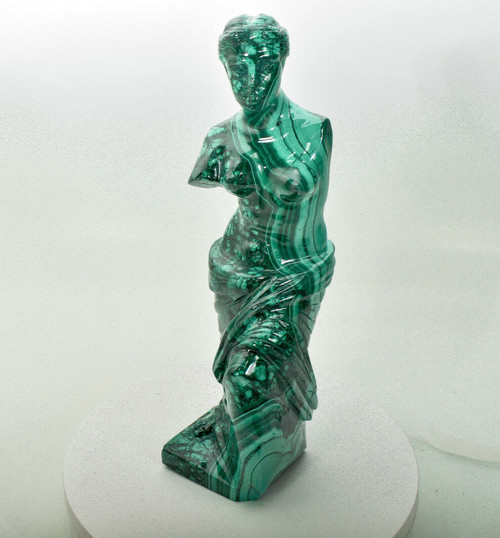 10.23" Polished MALACHITE Venus De Milo Sculpture Statue Carving - Congo mc602