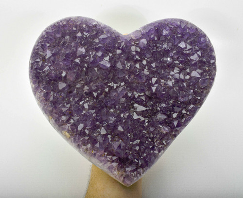 9.64" Beautiful AMETHYST W CACOXENITE Heart w stand - Brazil P364