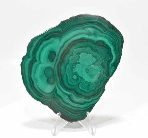 4.09" POLISHED MALACHITE Slice / Slab With Stand "Video" - Congo A793