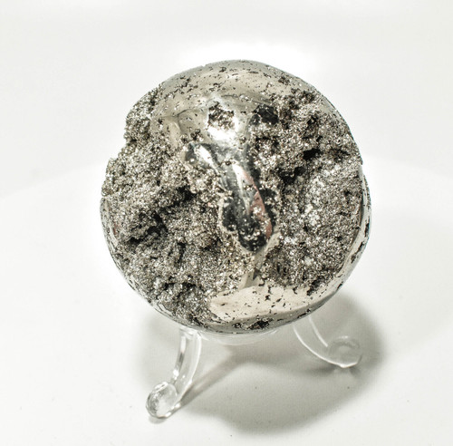 2.40" GOLDEN Polished PYRITE SPHERE With Stand "Video" - Peru P689