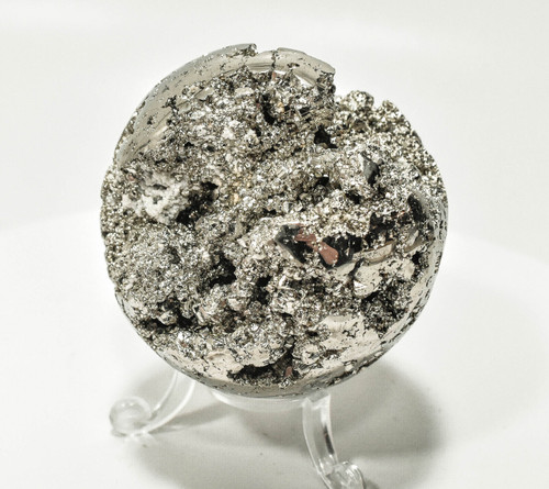 2.51" GOLDEN Polished PYRITE SPHERE With Stand "Video" - Peru P681