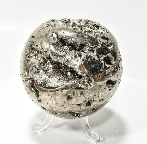2.99" GOLDEN Polished PYRITE SPHERE With Stand "Video" - Peru P664