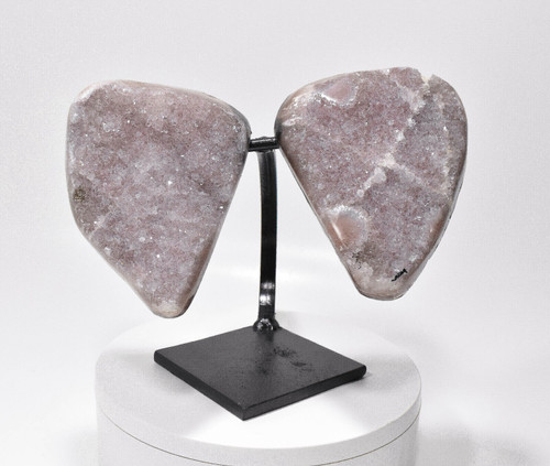 9.25" Beautiful PINK AMETHYST Crystal Wings With Stand Uruguay P630