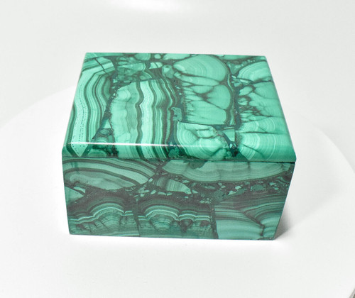 3.89" Beautiful Polished MALACHITE JEWELRY BOX "Video" - Congo mc713