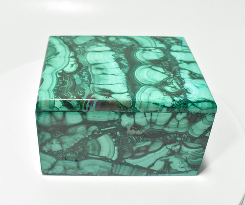 3.89" Beautiful Polished MALACHITE JEWELRY BOX "Video" - Congo mc711