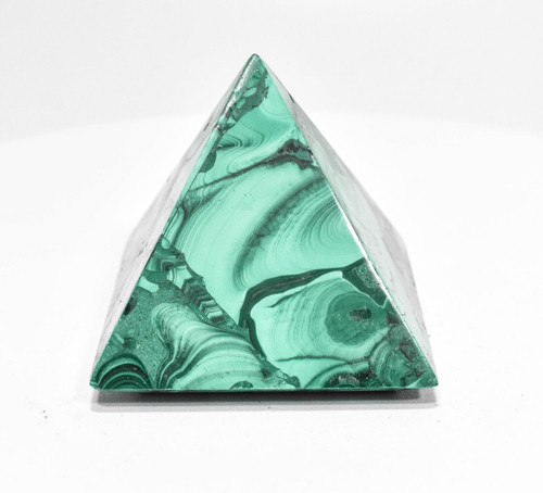 2" POLISHED MALACHITE PYRAMID Carving "Video" - Congo mc824