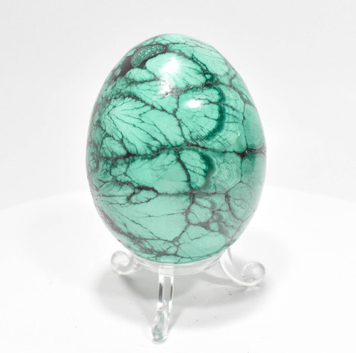 2.83" POLISHED MALACHITE EGG With Stand - Congo e586