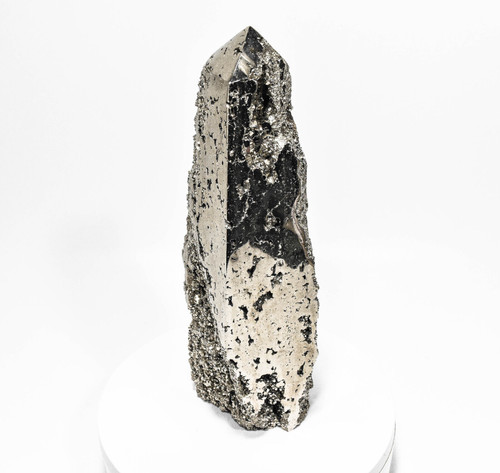 10.47" Golden PYRITE CRYSTAL OBELISK Tower "Video" Huanzala Mine, Peru P779