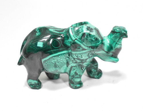 3.77" POLISHED MALACHITE ELEPHANT Animal Carving - Congo mc788