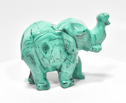 3.54" POLISHED MALACHITE ELEPHANT Animal Carving - Congo mc789