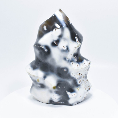 6.88" Beautiful Polished ORCA AGATE FLAME Carving "Video" Madagascar P757