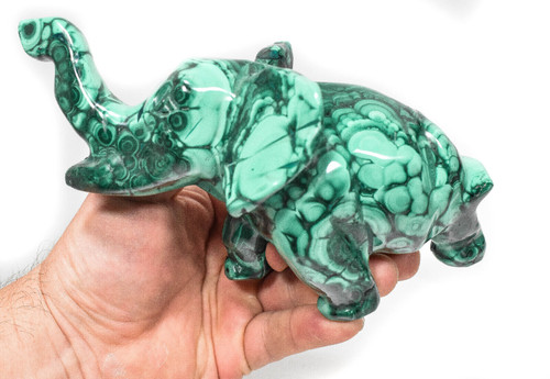6.18" POLISHED MALACHITE ELEPHANT Animal Carving - Congo mc900