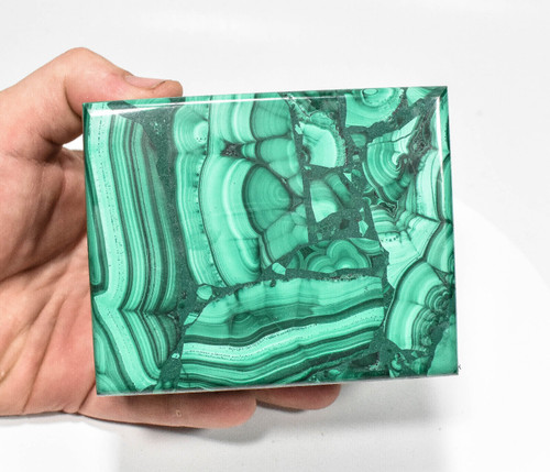 3.89" Beautiful Polished MALACHITE JEWELRY BOX "Video" - Congo mc889