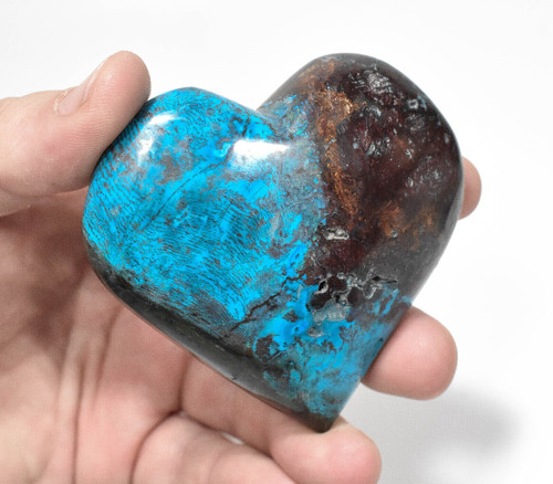 3.07" Polished CHRYSOCOLLA And MALACHITE HEART "Video" Ica Peru -T197