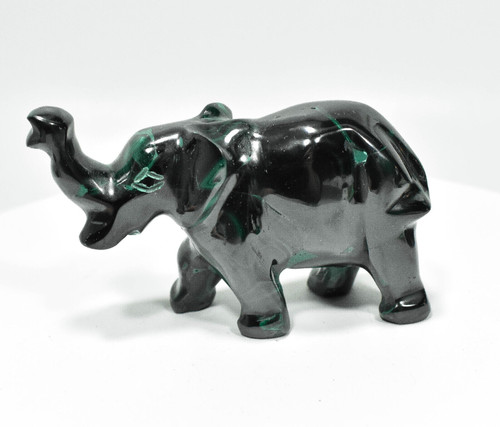 3.50" Beautiful POLISHED MALACHITE ELEPHANT Animal Carving "Video" - Congo mc856