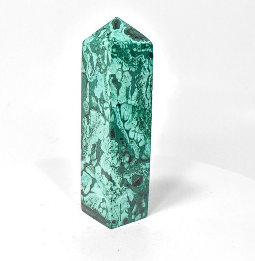 4.48" POLISHED MALACHITE OBELISK Tower Carving - Congo A943