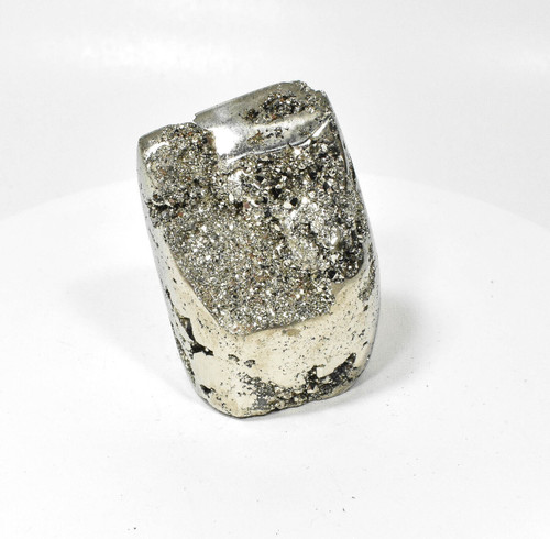 3.07" Polished GOLDEN PYRITE Standing SCULPTURE Carving Huanzala Mine Peru P972