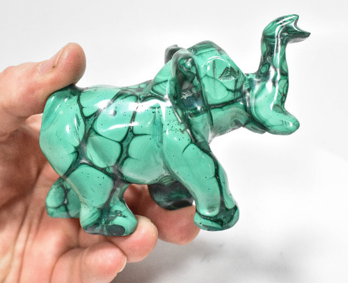 4.13" POLISHED MALACHITE ELEPHANT Animal Carving - Congo mc928