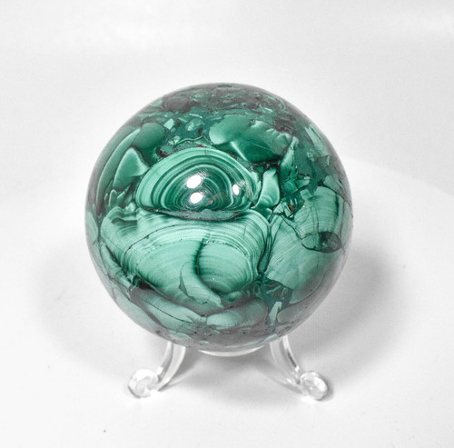 2.67" POLISHED MALACHITE SHERE With Stand - Congo E624