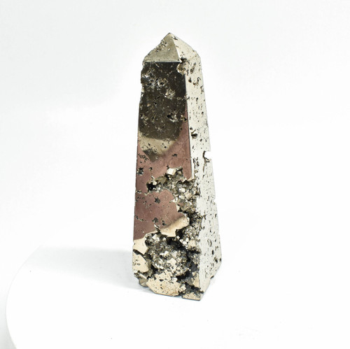 5.35" Golden PYRITE CRYSTAL OBELISK Tower Huanzala Mine, Peru - T313