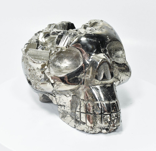 5.55" GOLDEN Polished PYRITE SKULL - Huanzala Mine, Peru T257