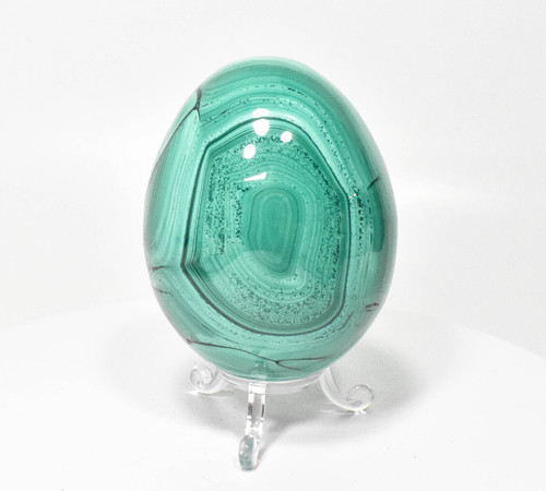 3.42" Polished MALACHITE EGG with Stand - Congo E639