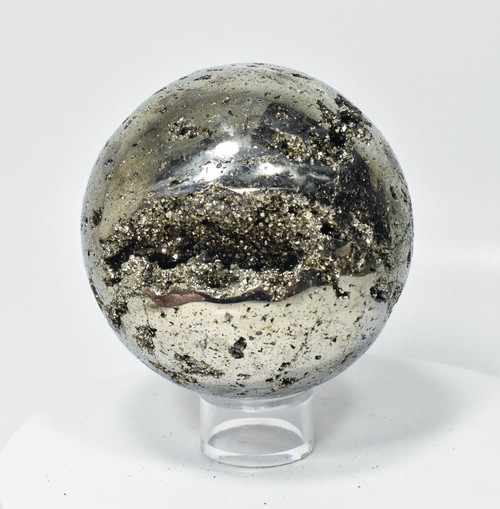 4.52" GOLDEN Polished PYRITE SPHERE With Stand - Peru T268