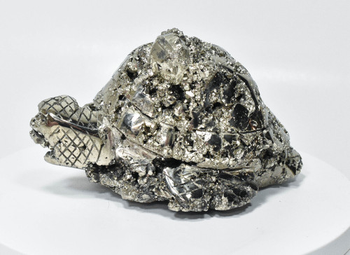 6.10" GOLDEN Polished PYRITE TURTLE - Huanzala Mine, Peru T264