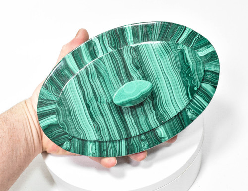 7.55" Beautiful Polished MALACHITE JEWELRY BOX with Chrysocolla - Congo mc997