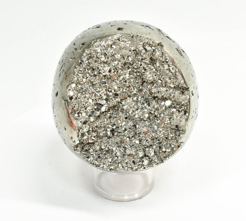 3.54" Polished PYRITE SPHERE With Stand Huanzala Mine, Peru - B214