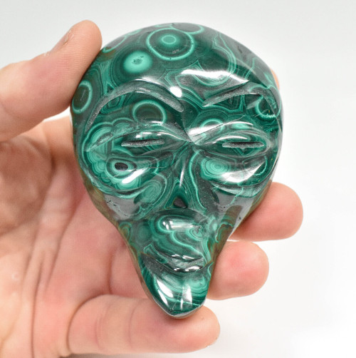 3.50" POLISHED MALACHITE Tribal Mask Carving Congo CM36