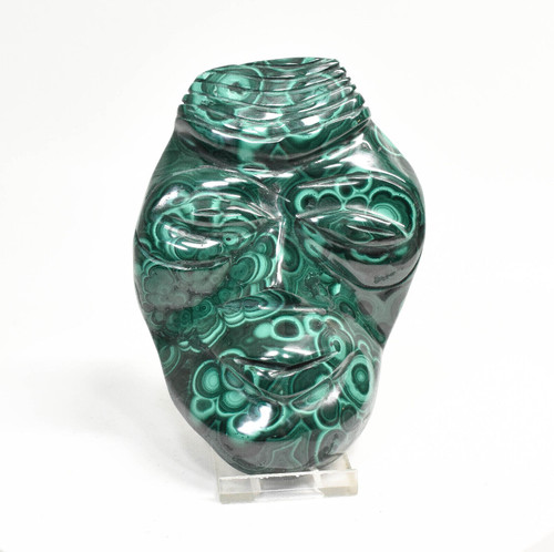 5" POLISHED MALACHITE Tribal Mask Carving Congo CM40