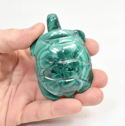 3.11" POLISHED MALACHITE TURTLE Animal Carving Congo CM44